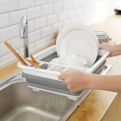 Telescopic Draining Dish Rack Large Capacity Tableware Storage Box