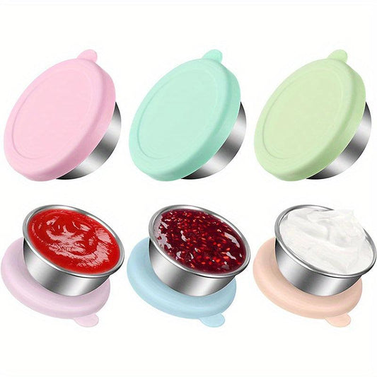 6pcs Leak Proof Salad Dressing Containers Stainless Steel