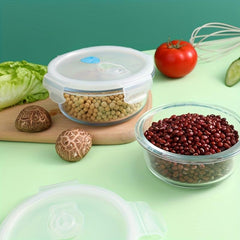 1pc Glass Crisper Box Round Antibacterial Borosilicate Glass Container