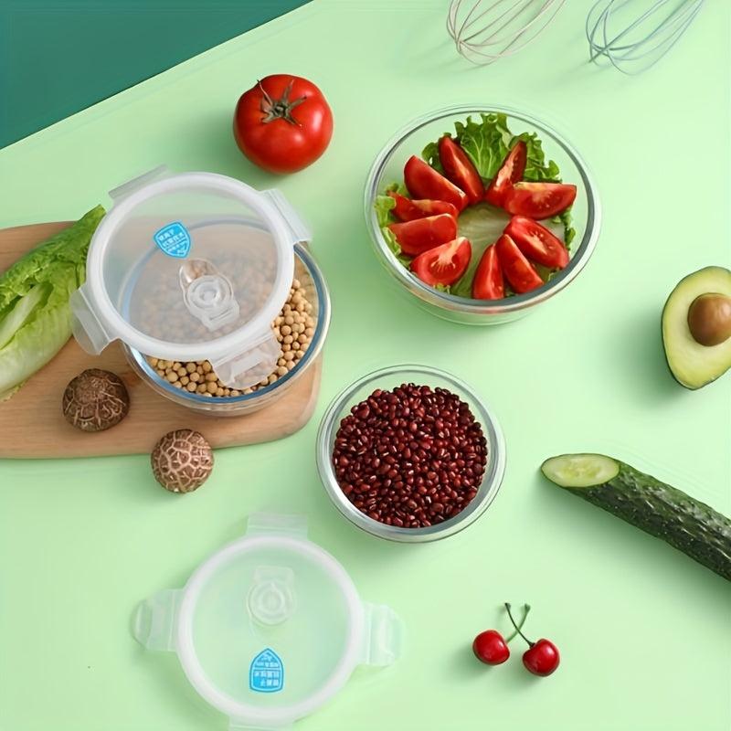1pc Glass Crisper Box Round Antibacterial Borosilicate Glass Container