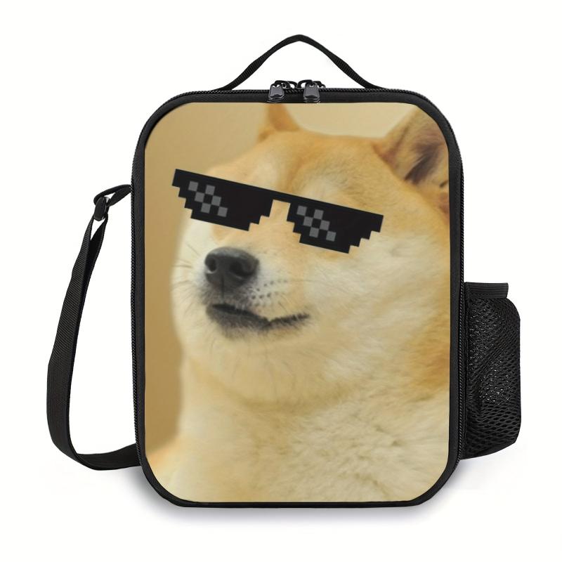Funny Sunglasses Dog Surf Dinosaur Lunch Bag Reusable Tote Lunch Bag