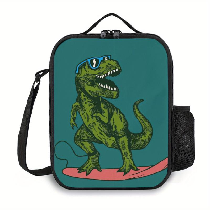 Funny Sunglasses Dog Surf Dinosaur Lunch Bag Reusable Tote Lunch Bag