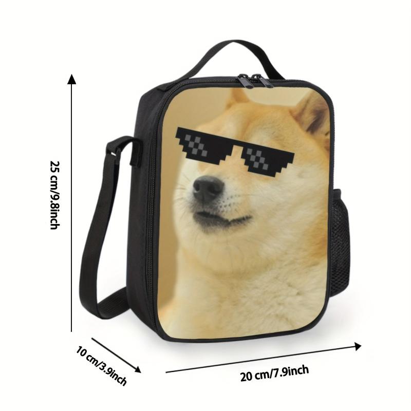 Funny Sunglasses Dog Surf Dinosaur Lunch Bag Reusable Tote Lunch Bag