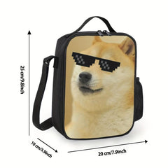 Funny Sunglasses Dog Surf Dinosaur Lunch Bag Reusable Tote Lunch Bag