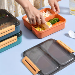2pcs Sealed Red Lunch Box With Grids Bento Box For Teenagers And Wo
