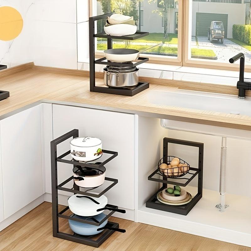 Stainless Steel Pot Holder Storage Rack Under Sink Layered Pot Pan L