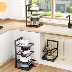 Stainless Steel Pot Holder Storage Rack Under Sink Layered Pot Pan L