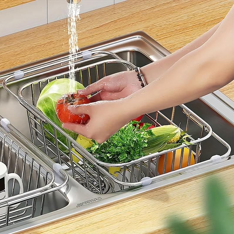 Retractable Drain Basket Telescopic Tableware Drain