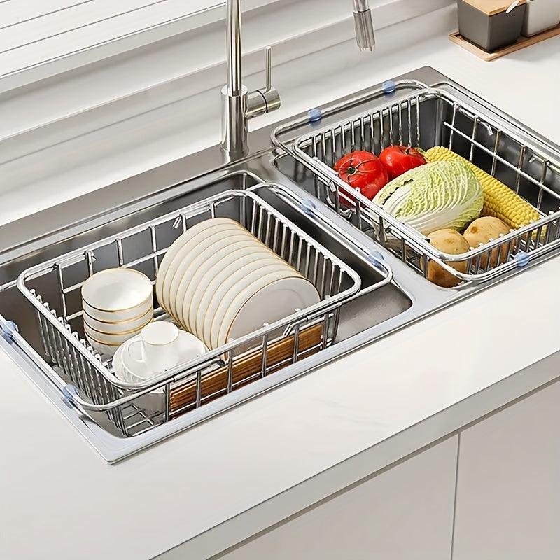 Retractable Drain Basket Telescopic Tableware Drain