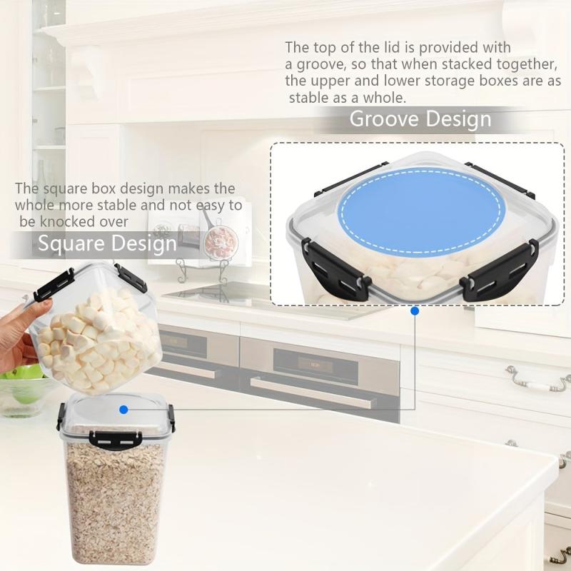 4pcs Large Capacity Airtight Food Storage Containers for Pantry Organization
