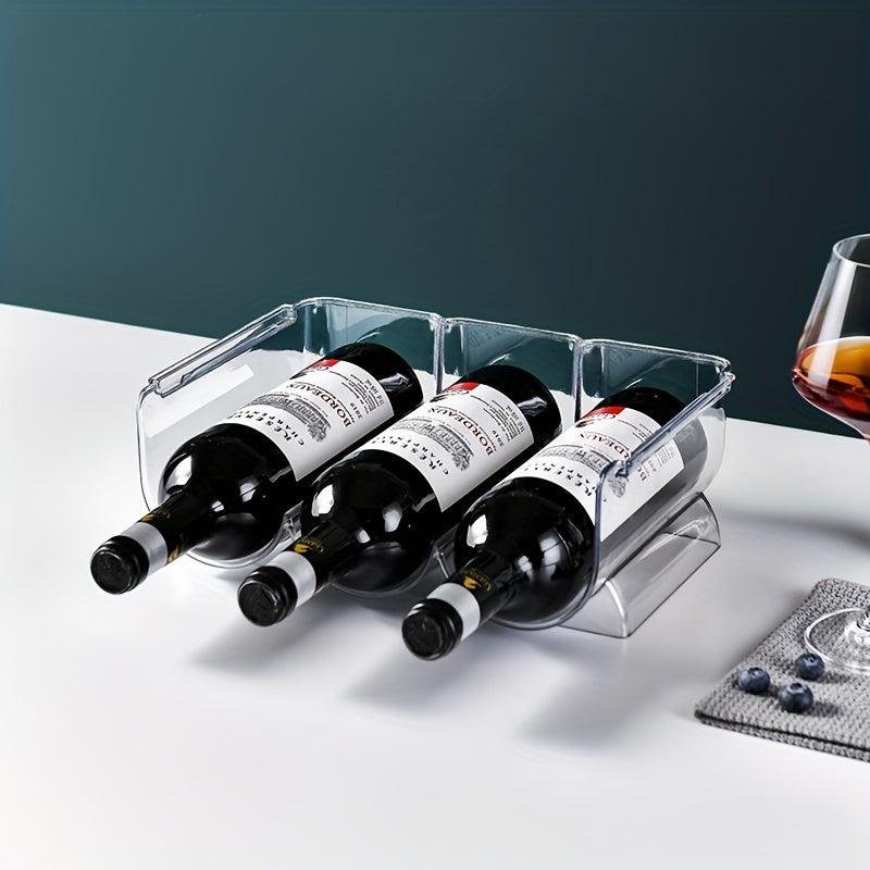 Stackable Transparent Pet Wine Rack For Kitchen And Pantry