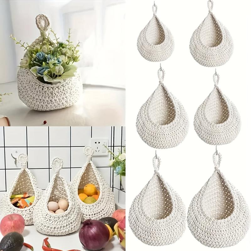 Boho Teardrop Hanging Basket for Kitchen Storage