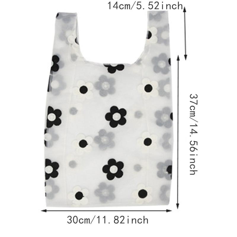 Embroidered Organza Jelly Tote Shopping Bag Daisy Fruit Bag Shoulder Bags