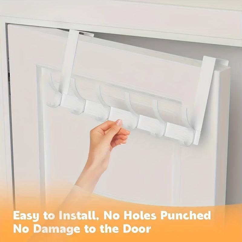 6 Hook Over the Door Coat Rack for Hanging Clothes Towels Backpacks and Hats
