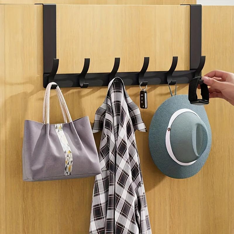 6 Hook Over the Door Coat Rack for Hanging Clothes Towels Backpacks and Hats