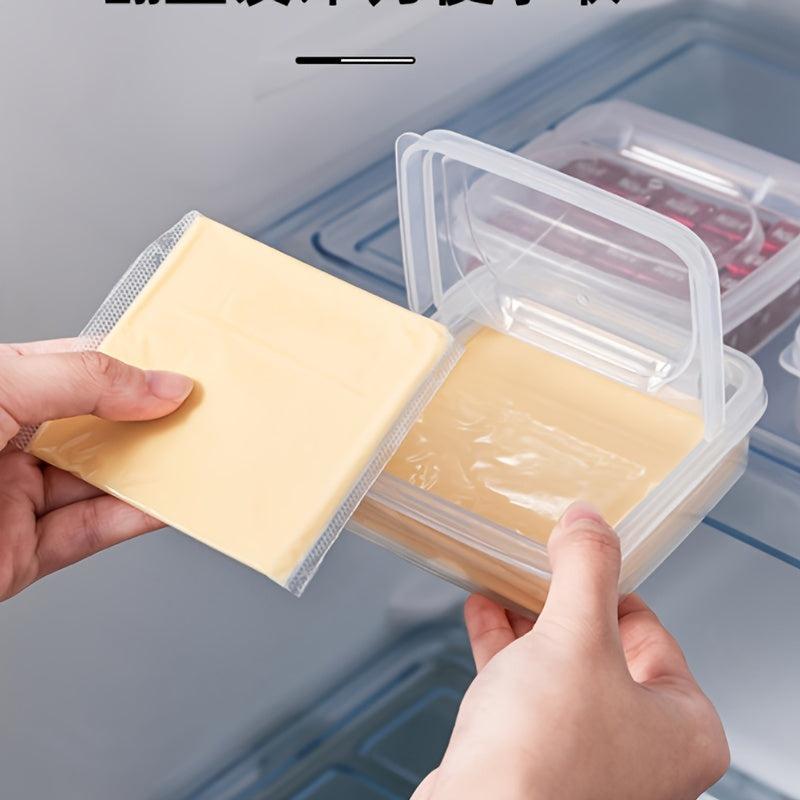2pcs Clear Storage Box Flip Cover Refrigerator Sliced Cheese Container