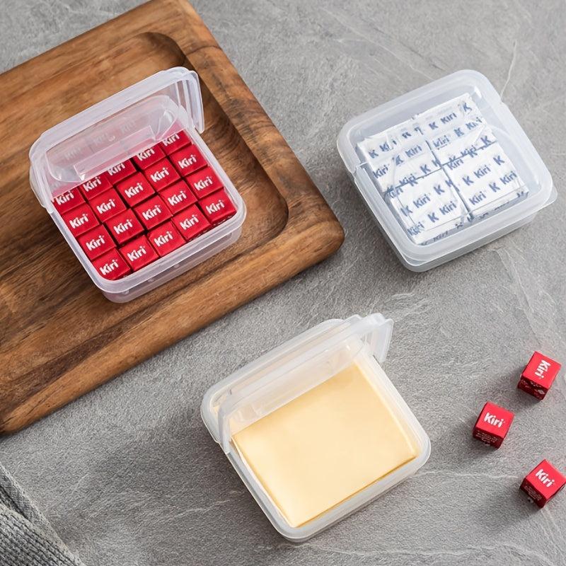 2pcs Clear Storage Box Flip Cover Refrigerator Sliced Cheese Container