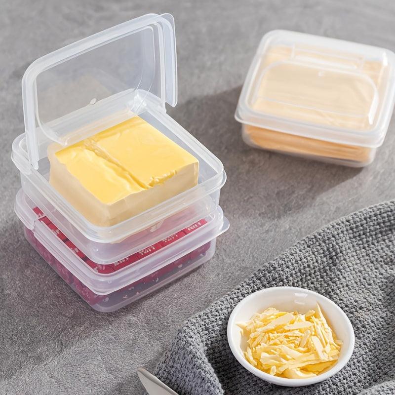 2pcs Clear Storage Box Flip Cover Refrigerator Sliced Cheese Container