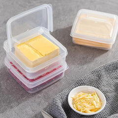 2pcs Clear Storage Box Flip Cover Refrigerator Sliced Cheese Container