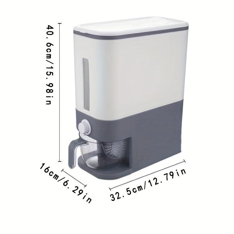 Large Capacity Rice Bucket w/ Measuring Cup - Airtight Storage Container