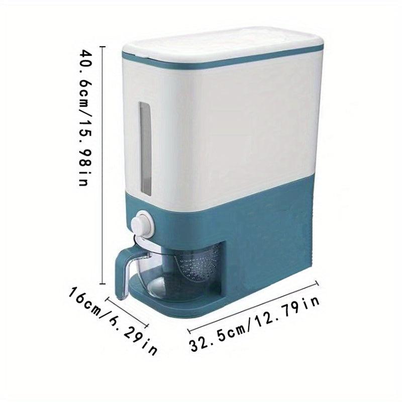 Large Capacity Rice Bucket w/ Measuring Cup - Airtight Storage Container