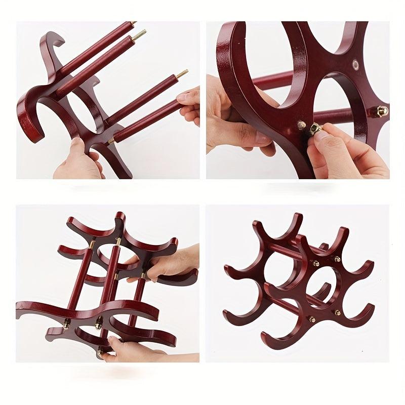 Wood Wine Storage Rack For Countertop - Holds 5 Bottles