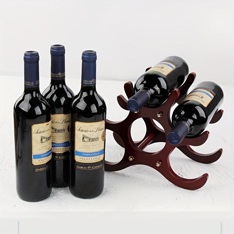 Wood Wine Storage Rack For Countertop - Holds 5 Bottles