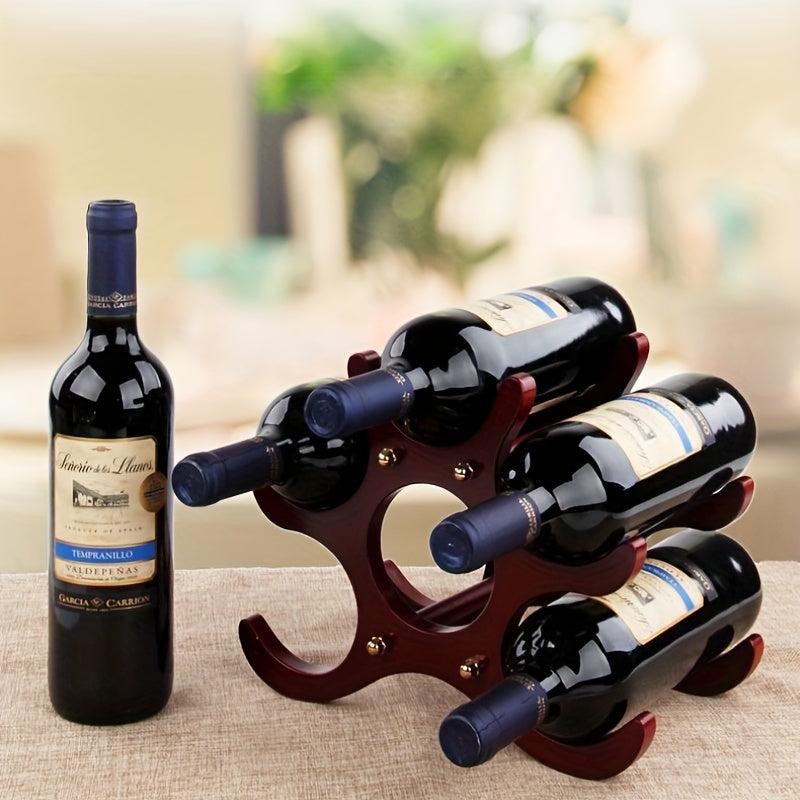 Wood Wine Storage Rack For Countertop - Holds 5 Bottles