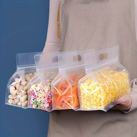 10pcs Reusable Silicone Food Storage Bags Leakproof Organizer Snack Clear