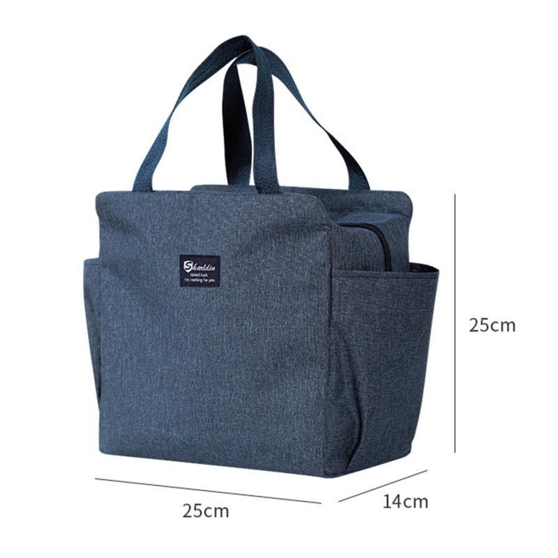 Navy Insulated Bento Bag Ice Pack Outdoor Picnic Waterproof Lunch Box Bag