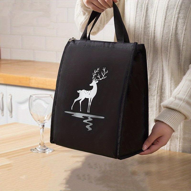 Cat Printed Lunch Bag Aluminum Foil Thickened Large Insulated Portable Bento Bag