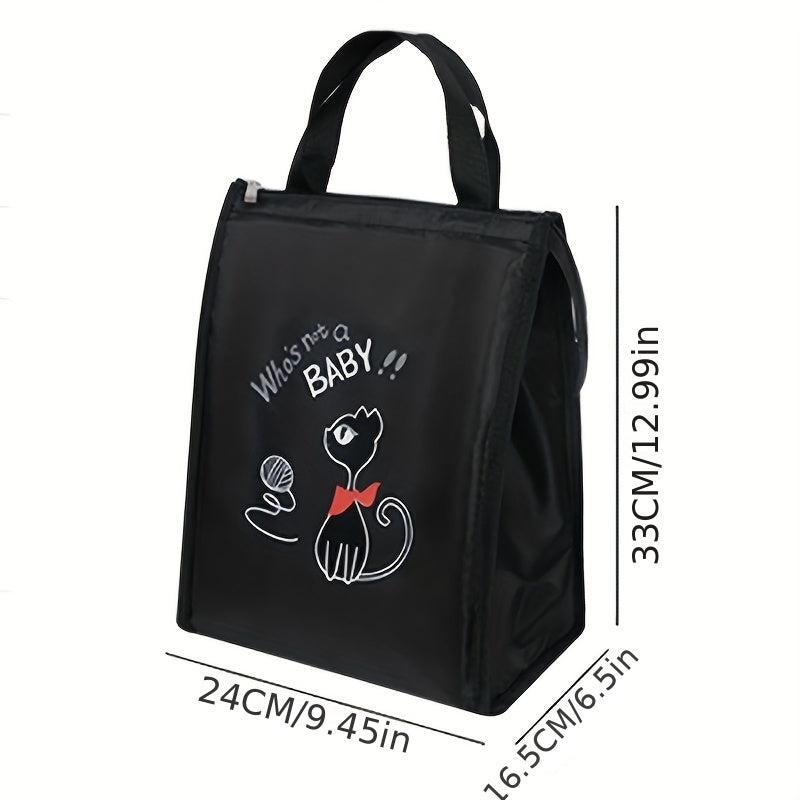 Cat Printed Lunch Bag Aluminum Foil Thickened Large Insulated Portable Bento Bag