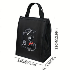 Cat Printed Lunch Bag Aluminum Foil Thickened Large Insulated Portable Bento Bag