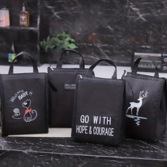 Cat Printed Lunch Bag Aluminum Foil Thickened Large Insulated Portable Bento Bag