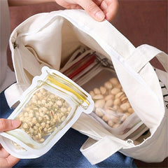 5pcs Reusable Mason Jar Bottle Bags Self Standing Zipper Sealed Food Storage Bag