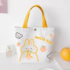 Canvas Tote Bag with Cartoon Print