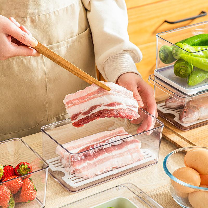 Double Layer Food Drain Box for Fresh Keeping in Refrigerator