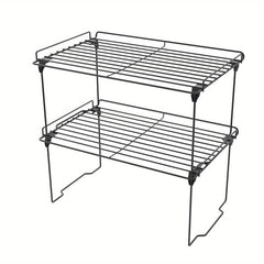 1Pc Stackable Spice Shelf Organizer with Guardrail for Cabinet
