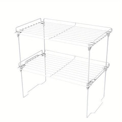 1Pc Stackable Spice Shelf Organizer with Guardrail for Cabinet