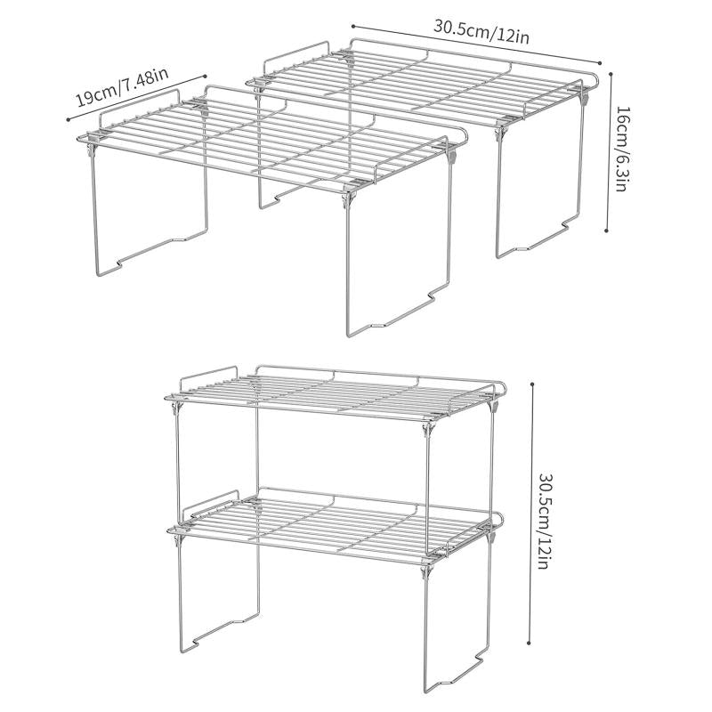 1Pc Stackable Spice Shelf Organizer with Guardrail for Cabinet