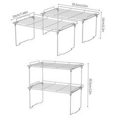 1Pc Stackable Spice Shelf Organizer with Guardrail for Cabinet