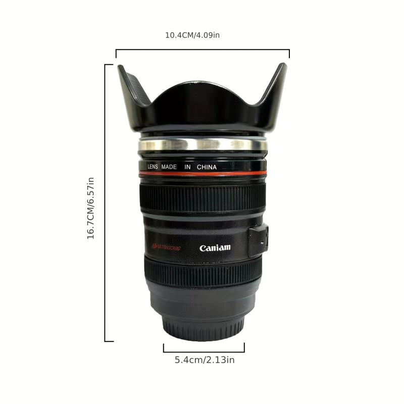 Camera Lens Coffee Mug Stainless Steel Double Walled 400ml 13 5oz