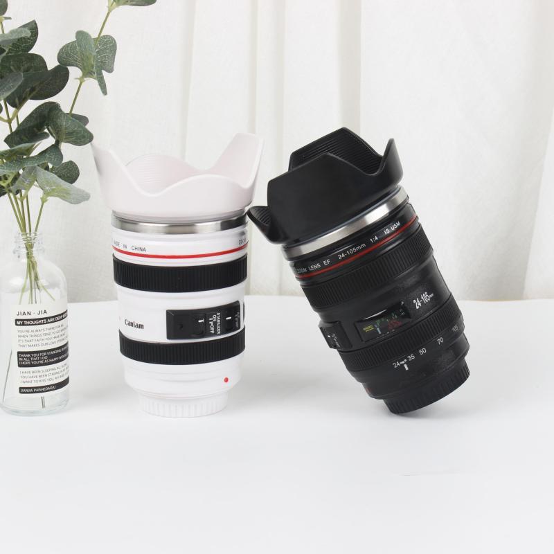 Camera Lens Coffee Mug Stainless Steel Double Walled 400ml 13 5oz