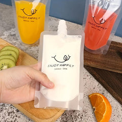 20 Clear PET Plastic Water Bags Disposable Juice Bags with Letter Graphic