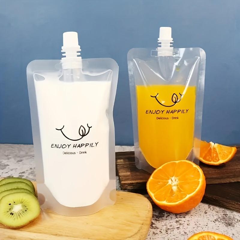 20 Clear PET Plastic Water Bags Disposable Juice Bags with Letter Graphic