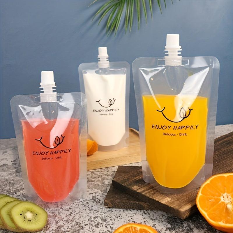 20 Clear PET Plastic Water Bags Disposable Juice Bags with Letter Graphic
