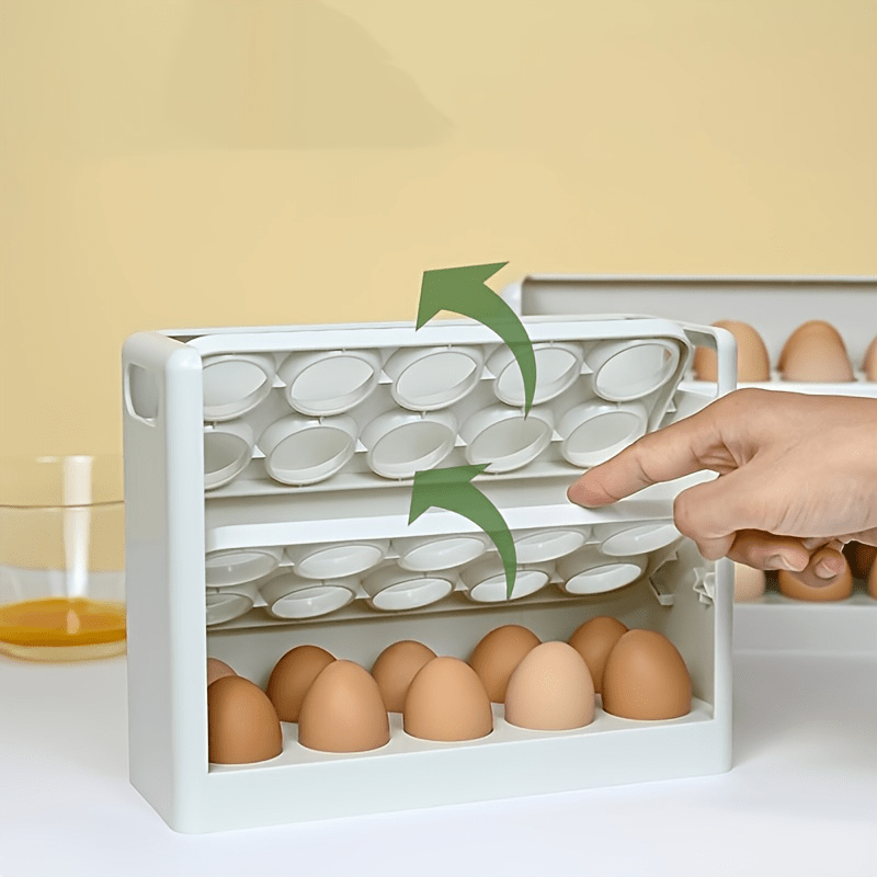 3-Layer Egg Storage Box for Refrigerator with Lid, Anti-fall Egg Tray