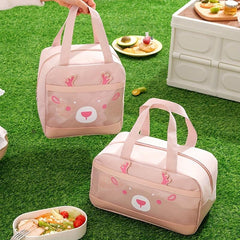Christmas Deer Lunch Box Bag Waterproof Insulated Picnic Bag