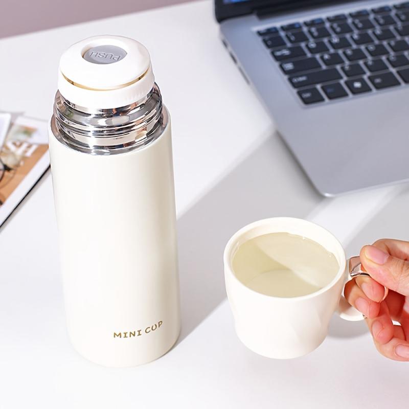 Stainless Steel Insulated Vacuum Bottle 260ml Hot/Cold Cup Lid Summer/Winter