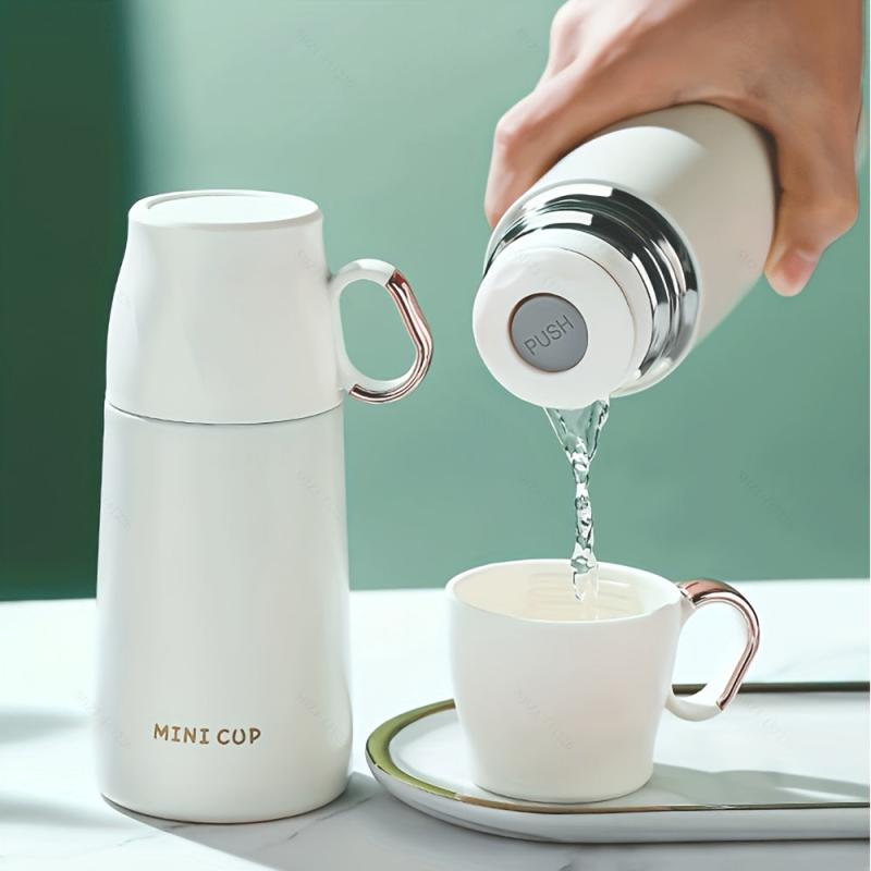 Stainless Steel Insulated Vacuum Bottle 260ml Hot/Cold Cup Lid Summer/Winter